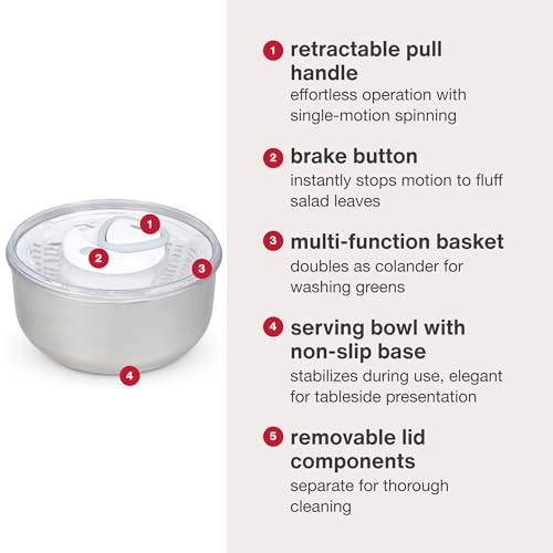 Easy Spin 2 AquaVent Large Salad Spinner (Silver / Large)
