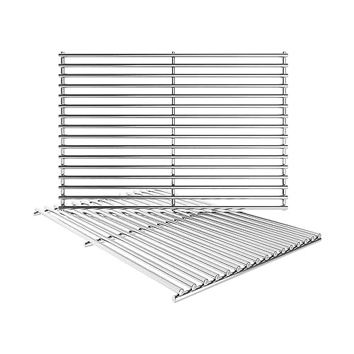 17/17.5/19.5 Inch Grill Cooking Grates Replacement for Weber Spirit 300, 310, 320 Series, Spirit 700, Genesis Silver/Gold/Patinum B/C, Heavy Duty Stainless Steel Grids, 17.5" D x 23.8" W (17.5"D x 23.8"W)