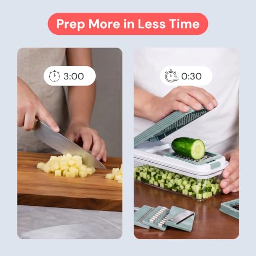 Essential Vegetable Chopper & Mandoline Slicer (Green)