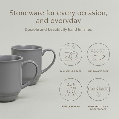over&back Rim Stoneware Coffee Mugs (Gray / Mugs | 4 Pieces)