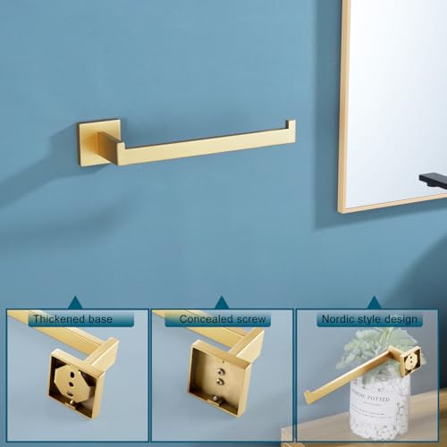 Towel Bar Gold Hand Towel Holder for Bathroom Kitchen Hardware Stainless Steel Wall Mounted (Brushed Gold)