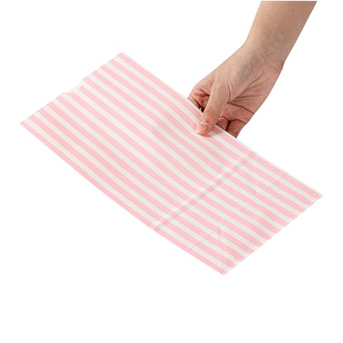Bakery Bags 100 Pack of 5.9 x 3.54 x 10.63 Inches Grease (6 lb / Pink & White)