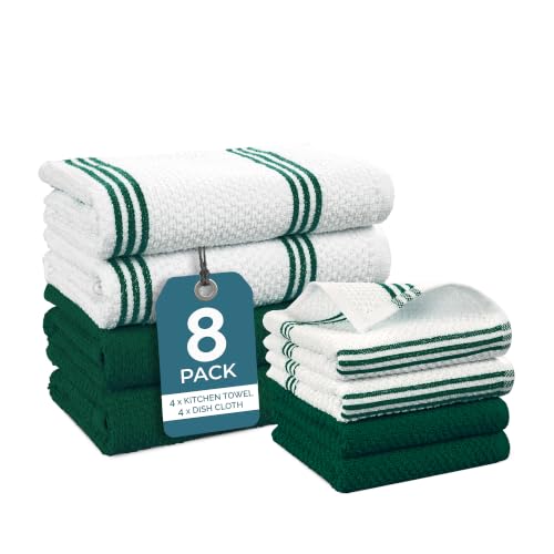 Kitchen Towel Set 8 Pc (Terry - Olive / Kitchen Towel Set - 8 Pack)