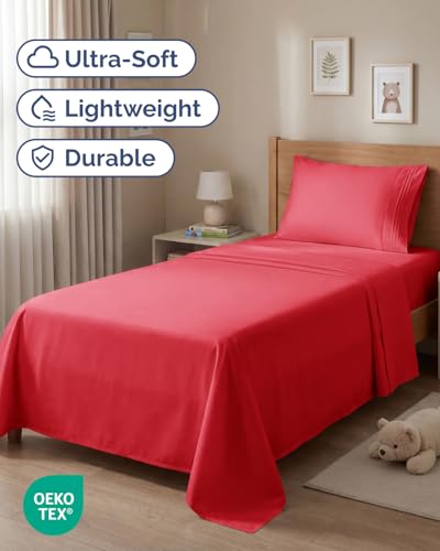 Twin Size 3 Piece Sheet Set (27 - Red / Twin)