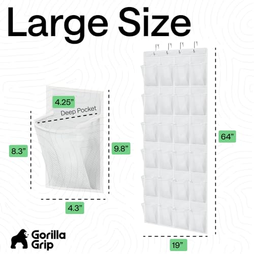 Over the Door Shoe Organizer (White / 24 Pockets/4 Hooks)