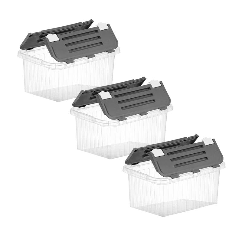 Clear Storage Boxes with Attached Lids (3 Pack)