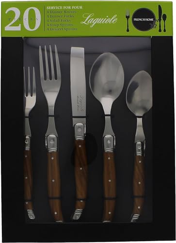 Laguiole 20 Piece Stainless Steel Flatware Set (Wood Grain)