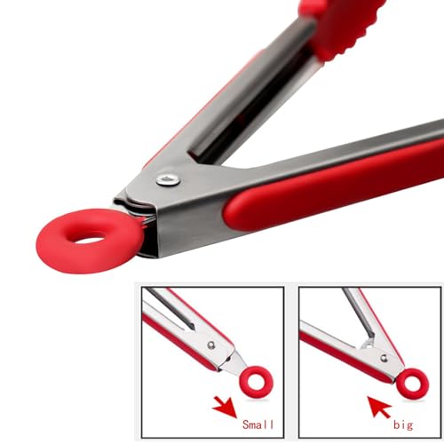9” Kitchen Tongs (Black+Red+Blue+Green / 9-Inch)