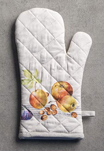 100% Cotton Oven Mitt & Pot Holder Set (089 - Fruit D'hiver / 7.5" x 13" & 8" x 8" (Oven Mitt & Pot Holder))