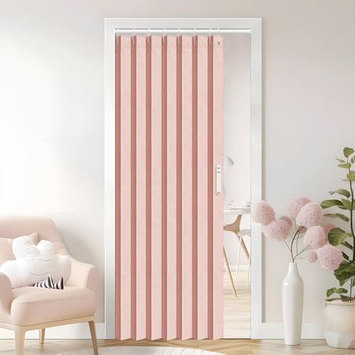 Doorway Curtains Accordion Pink Curtains for Girls' Room Door (Pink / 39"W x 78"L (Pack of 1))