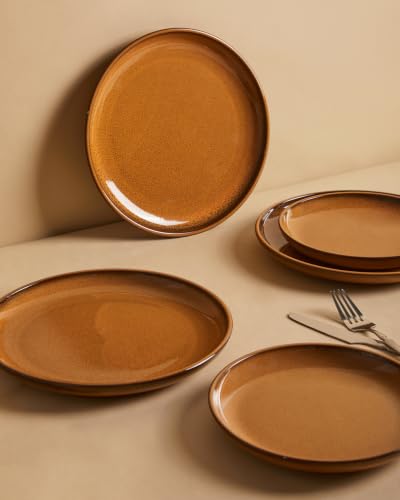 Stoneware Dinnerware Sets for 4 (Caramel Brown / Set (12pcs))