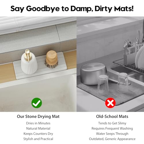3 Pack Diatomite Stone Sink Tray (3 Pcs - Beige - 1pc of 9"x 3.5" and 2pcs of 4.5"x 3.5")