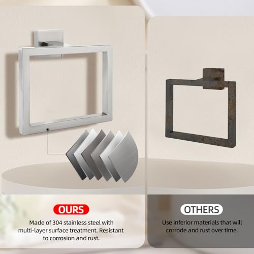 2 Piece Brushed Nickel Square Towel Ring (Brushed Nickel / 2 Pcs)