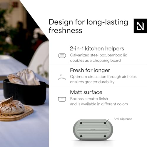 Stainless Steel Bread Box with Cutting Board (Ash Gray)