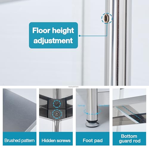 Stainless Shelving with Guardrails (23.6*15.8in-3T(Guardrails))
