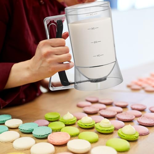 2 Pcs Handheld Batter Dispenser Squeeze Handle 4 Cups (Black)