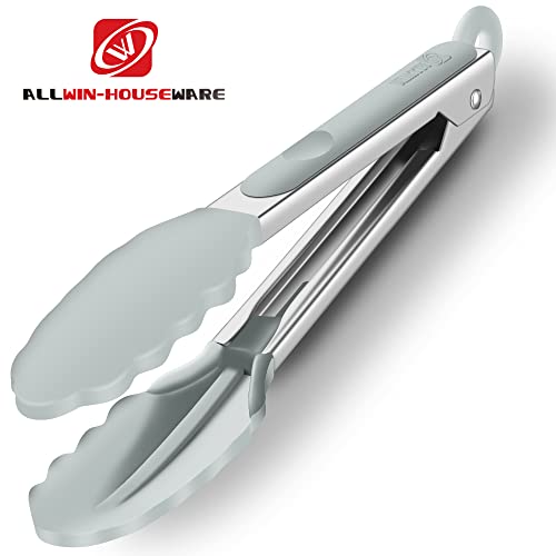 2 Pack Silicone Kitchen Tongs (Warm Grey)