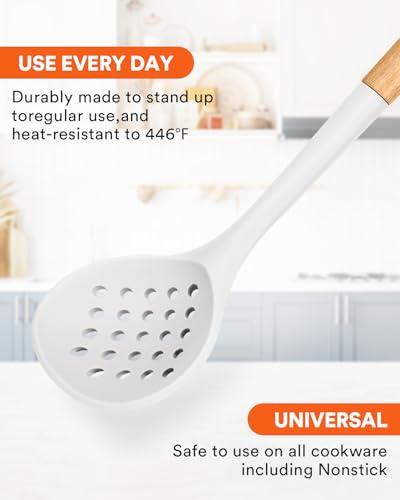 Silicone Kitchen Ladle Strainer (White)