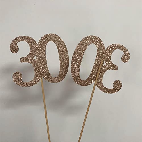 10Pcs Rose Gold 30th Birthday & Anniversary Centerpiece Sticks (10 Count)