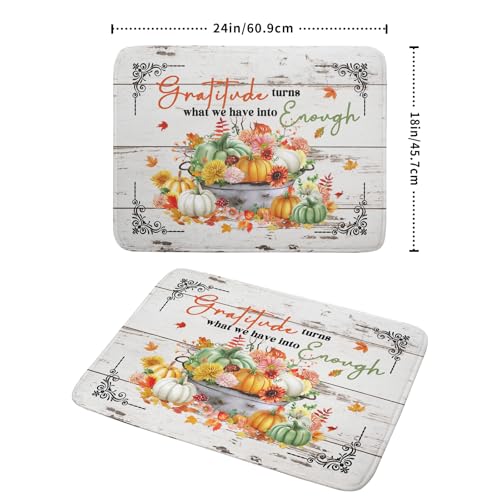 White Autumn Dish Drying Mat Absorbent Fall Drying Matt Kitchen Counter 18 X 24 in Home Season Decor (Thanksgiving Fall 511 / 24" x 18")