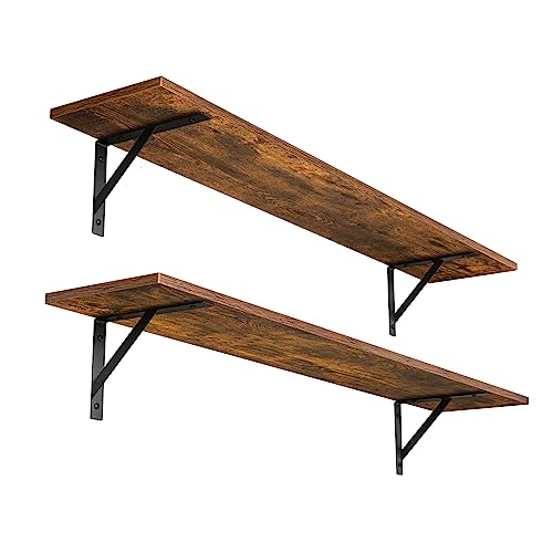 Long Wall Shelves (Rustic Brown / 39.4 Inch)