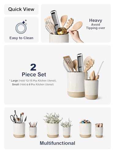 Ceramic Kitchen Utensil Holder Set of 2 (Line(S+L))