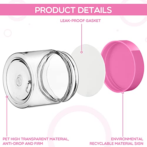 6 Pack 1 Oz Plastic Jars Containers with Lids Wide Mouth Pink (6 Count)