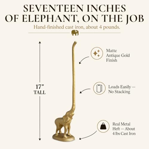 Gold Elephant Paper Towel Holder & Metal Toilet Paper Stand (Gold Elephant)
