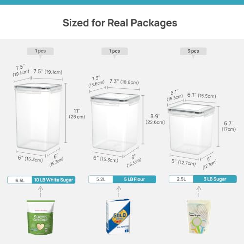 5 PCS Flour and Sugar Storage Container Sets for Regular Bakers (5 Pack)