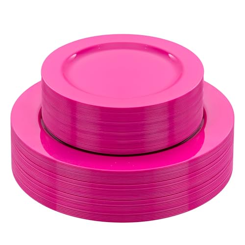60PCS Hot Pink Disposable Party Plates Set (60 / Hot Pink)
