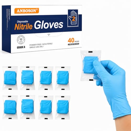 Individually Wrapped Black Disposable Nitrile Gloves (Blue of 80 / Large)