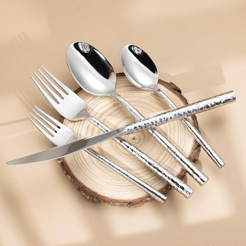 Hammered Silverware Set (Hammered Silver 20 pcs)