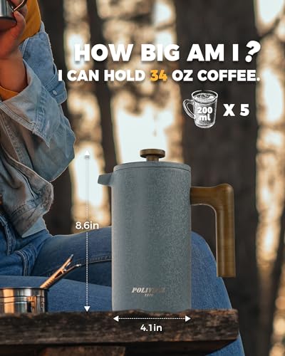 POLIVIAR French Press Coffee Maker (Crack Blue)