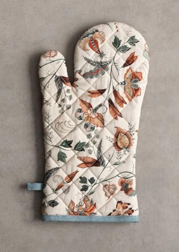 100% Cotton Oven Mitt & Pot Holder Set (060 - Dalida / 7.5" x 13" & 8" x 8" (Oven Mitt & Pot Holder))