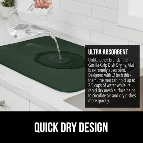 Ultra Absorbent Microfiber Dish Drying Mat (18" x 16" (2 Pack) / Microfiber / Hunter Green)