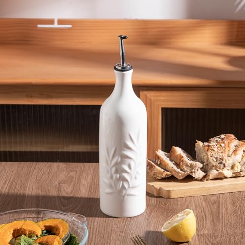 Sweejar Large Ceramic Olive Oil Dispenser Bottle (White / 24 oz, Set of 1)