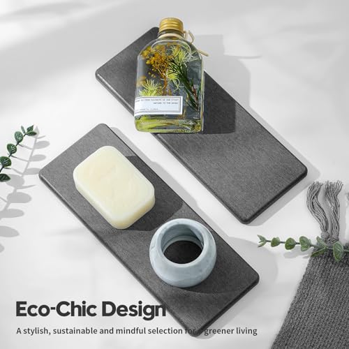 2PCS Bathroom Trays (2 Pack - Charcoal Gray / 9" x 3.5")