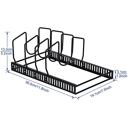 Pot Lids Organizer Rack for Cabinet and Countertop (Black / Lid Organizer)