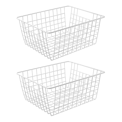 14" Upright Freezer Storage Baskets (White / 14"-2Pack)