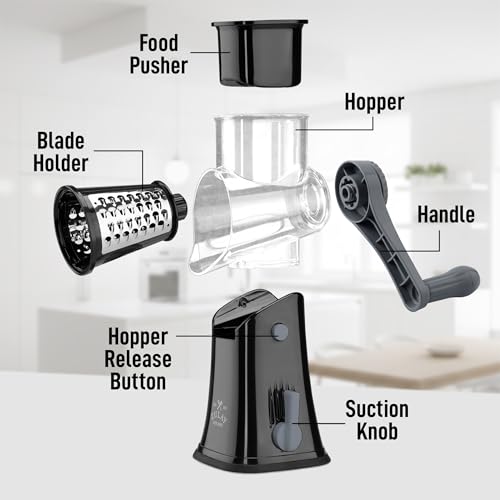 Rotary Cheese Grater Manual Hand Crank 5 Blade Shredder