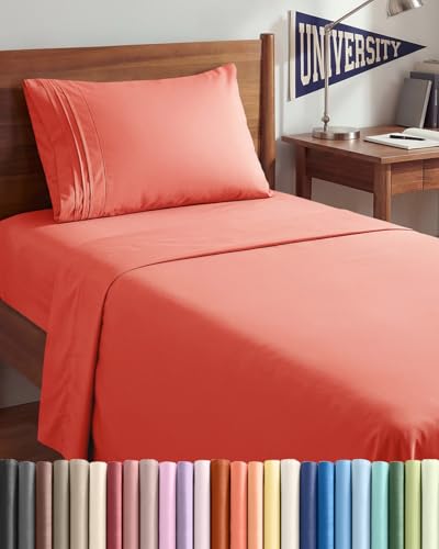 Twin XL 3 Piece Sheet Set (28 - Coral / Twin XL)