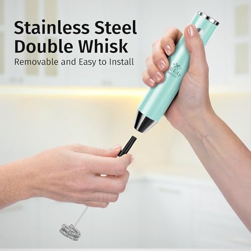Rechargeable Milk Frother Handheld (Lux Blue Teal / Rechargeable Z1 Motor Max)