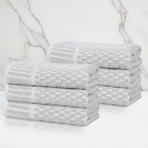 Juno Viscose Cotton Blend Medium Weight Towels (6 Piece Hand Towel Set / Platinum)