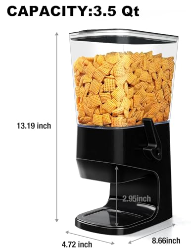 Cereal Dispenser Countertop Wath Bowls and Spoons（Black 2 pack ） (3.5Qt & Black & 2pack)