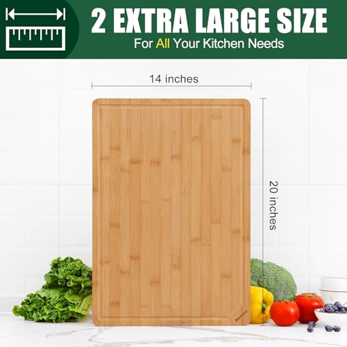 2XL Organic Bamboo Cutting Boards for Kitchen (Natural / 20"L x 14"W)