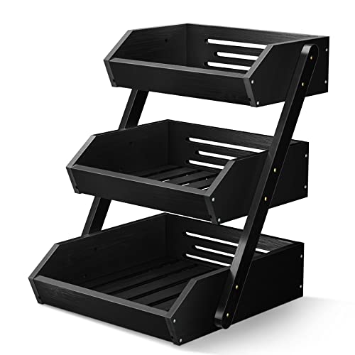 3 Tier Fruit Basket for Kitchen Counter (Black / 3-Tier)