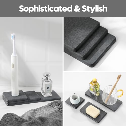 3PCS Water Absorbing Soap Dish Sponge Holder (3 Pack - Charcoal Gray / 9" x 3.5")