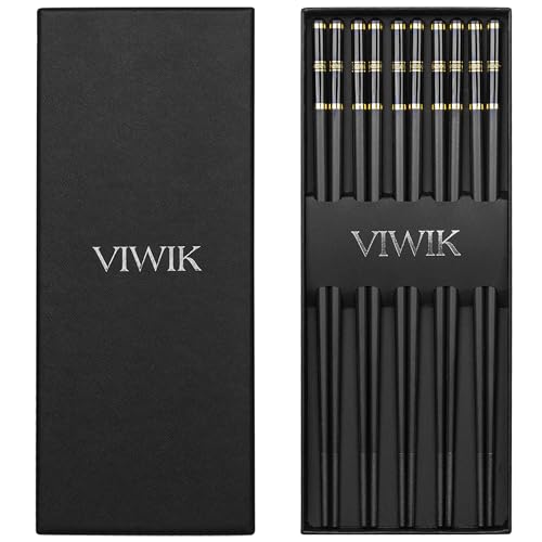 5 Pairs Premium Reusable Chopsticks Gift Set (Golden)