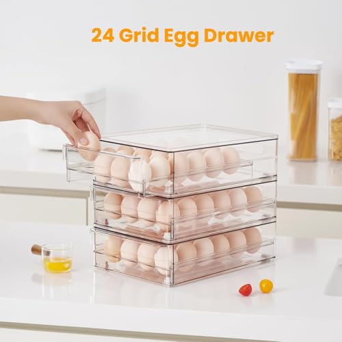 24 Capacity Egg Holder for Refrigerator (2 Pack Egg drawer)