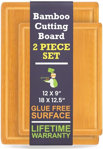 Extra Large Bamboo Cutting Board Set of 2 (Glue-Free Surface - Rectangular)